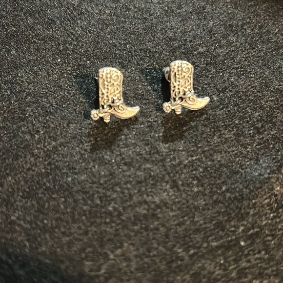 Silver Cowboy Boot Pierced earrings - Picture 1 of 2